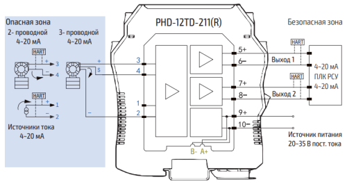 PHD-12TD-211 (R) Барьер искрозащиты для аналоговых входных сигналов PHD-12TD-211 (R) 1/2хAI (4...20 PHD-12TD-211 (R) Барьер искрозащиты для аналоговых входных сигналов PHD-12TD-211 (R) 1/2хAI (4...20