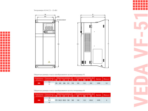 ABA00008 Преобразователь частоты VF-51-P4K0-0009-T4-E20-B-H, 380В, 4кВт, 9,5А фото 7