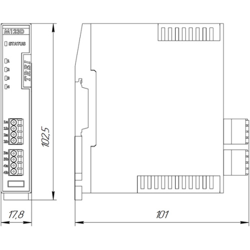 M123D Модуль дискретного ввода TREI-5B-05 ECO-2 M123D 4хDI, поканальная Г/И фото 2