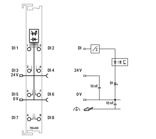 750-430 Модуль дискретного ввода WAGO 750 8хDI фото 2
