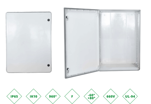 ШРК 608035 Шкаф композитный ШРК KAZ COM (пластик), IP65, 600х800х350 (ШхВхГ), c.МП